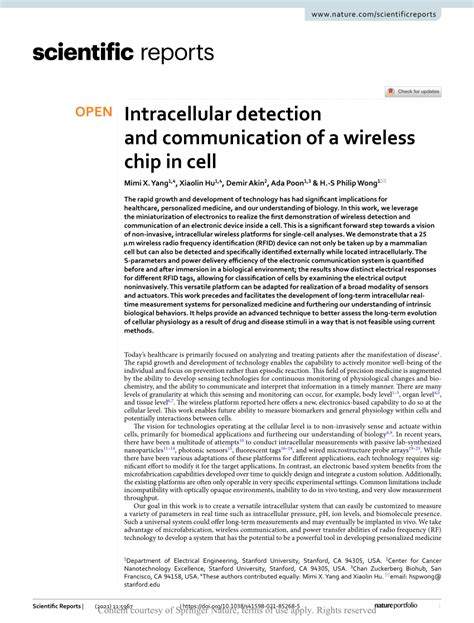 Intracellular detection and communication of a wireless chip in cell 